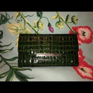 Brahmin Green Tri-fold Checkbook Wallet